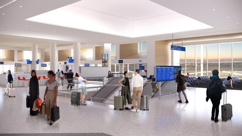 DELTA LAX DEPARTURES PH3B L3 T3 SAT Escalator and Livingroom