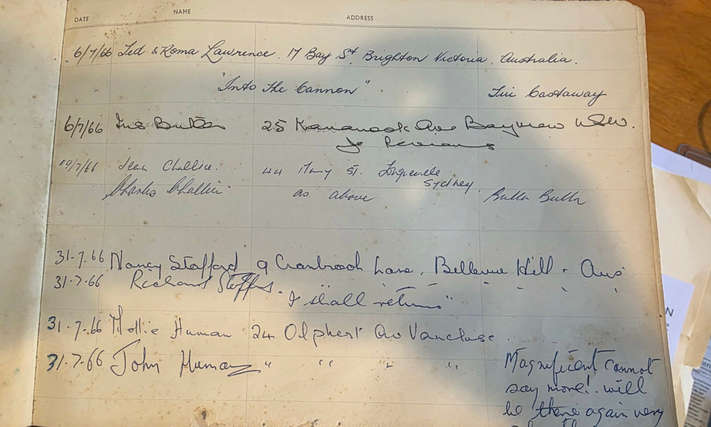 Pages from the Guest Book on 6 July 1966
